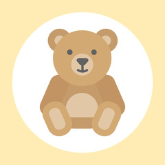 Gift toy teddy bear icon baby cartoon character vector illustration brown greeting isolated