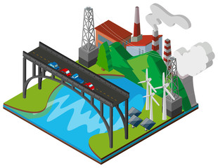 3D design of power plant and road