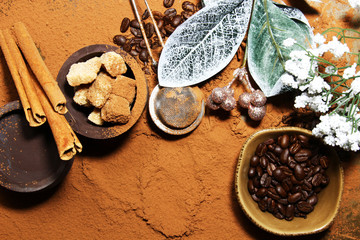 Ingredients for a cocoa and coffee beverage