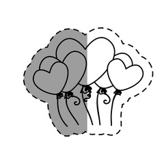 love card with hearts balloons air party vector illustration design