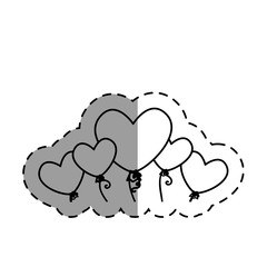 love card with hearts balloons air party vector illustration design