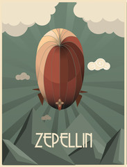 ilustración de un zeppelin al estilo arte deco © ighost