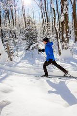 Man cross country skiing