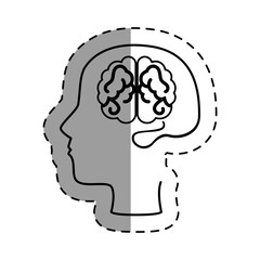 brain human with profile creative icon vector illustration design