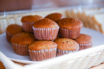 banana cup cake hot from oven