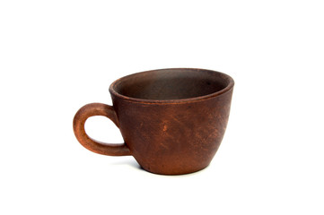 Blank ceramic cup on white background