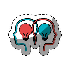 bulb light with profiles human isolated icon vector illustration design