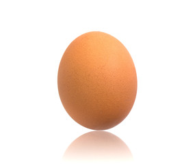 Single brown chicken egg isolated on white background.