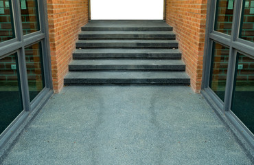 Cement with small gravel texture stair