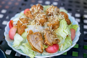 Fried chicken salad.