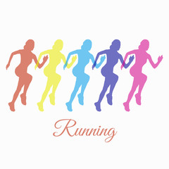 Fototapeta na wymiar sport running woman silhouette color vector eps 10
