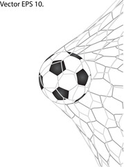 Soccer Football in Goal Net line sketched up Vector Illustrator, EPS 10.