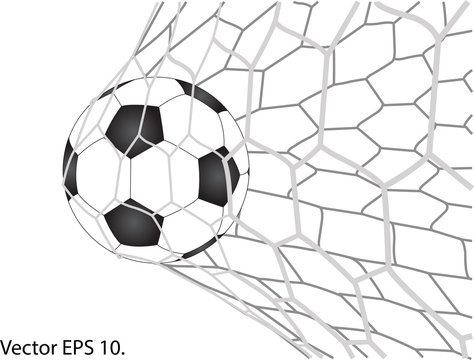 Soccer Football in Goal Net line sketched up Vector Illustrator, EPS 10.