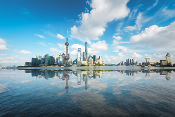 Naklejka premium The city skyline of Pudong, Shanghai, China