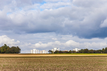 Fototapeta premium housing blocks in beautiful landscape
