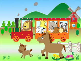動物の鉄道の旅