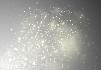 Fototapeta premium Grey glitter sparkles rays lights bokeh Festive Christmas Elegant abstract background.