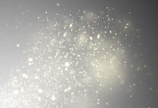 Grey glitter sparkles rays lights bokeh Festive Christmas Elegant abstract background.