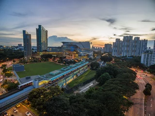 Rolgordijnen Singapore mass rapid train (MRT) Buona Vista station © tongtranson