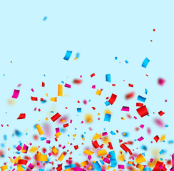 Festive background with colorful confetti.