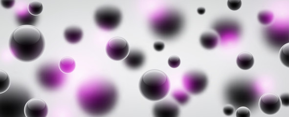 Banner with black 3d bubbles.