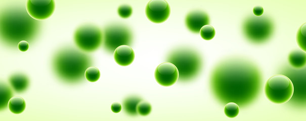 Green banner with 3d bubbles.