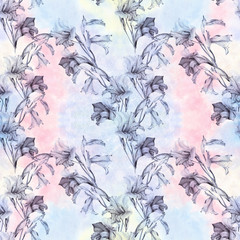 Gladiolus. Wallpaper. Seamless pattern. Use printed materials, signs, posters, postcards, packaging.