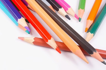 Color pencils isolated on white background professionally