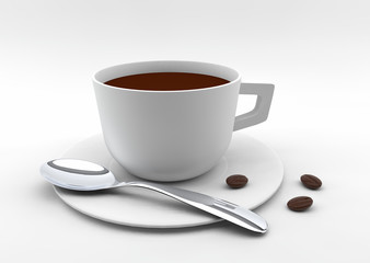 coffee with coffee beans 3D rendering