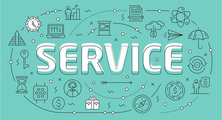 Obraz premium Linear flat illustration for presentations on green background