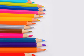 Color pencils isolated on white background professionally