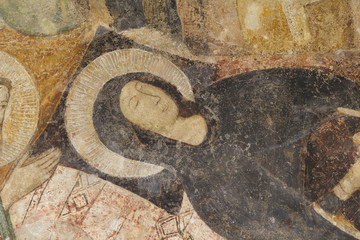 painting fresco of saints in italy