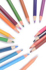 Color pencils isolated on white background professionally