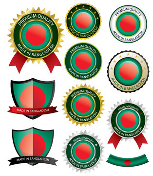 Made in Bangladesh Seal, Bangladeshi Flag (Vector Art)