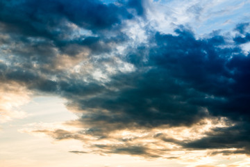 colorful dramatic sky with cloud at sunset