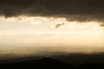 colorful dramatic sky with cloud at sunset