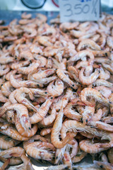 Bunch of Fresh shrimp on the local fish market in Cadiz, Spain