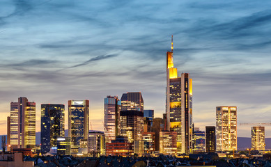 Frankfurt am Main skyline at night, Germany