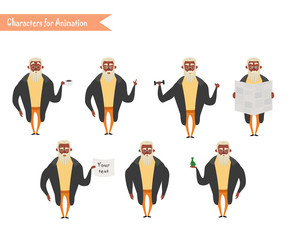 Funny African American grandpa cartoon.