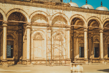 Fototapeta premium cairo, egypt, february 25,2017: view of old building inside mosque at cairo citadel in sunny day, egypt
