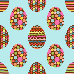Cute seamless pattern with hand drawn Easter eggs