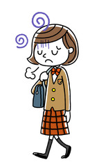 女子学生：悩む、落ち込む
