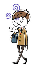 男子学生：悩む、落ち込む
