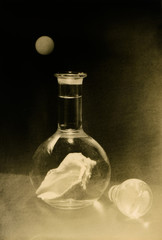 Still Life with the Moon. The sink is in a transparent jug.