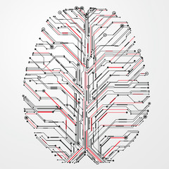 Circuit board composed of brain graphics.