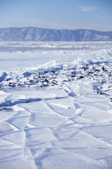 Lake Baikal ice . Winter landscape