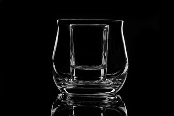 Glass on a black background