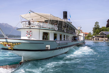 Fototapeta na wymiar Cruiser swiss ship on the lake