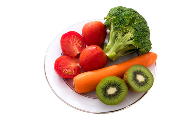Mix vegetables in a plate on white background
