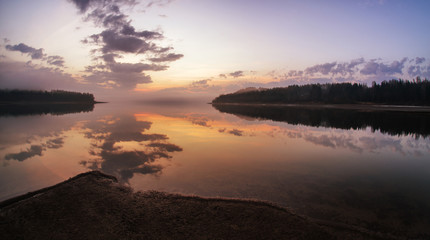 Sunrise on lake Liptovska Mara, Slovakia